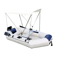 Bateau à rames gonflable en PVC plié avec pare-soleil pour 3-4 personnes Divertissement en plein air Pêche Bateau gonflable