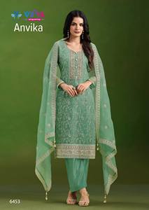 Vipul Anvika Chiffon Crinkle Broderie Travail Salwar Kameez Costumes Catalogue complet disponible au tarif de gros. - Product Image 2