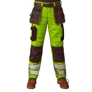 Men’s Reflective <b>Work</b> <b>Cargo</b> Trousers – Heavy Duty Safety Workwear Multi-Pocket Utility <b>Pants</b> - Product Image 1