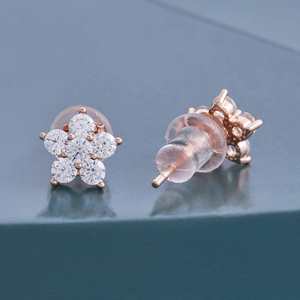 92.5 <b>Silver</b> <b>Stud</b> <b>Earrings</b> Trendy Flower Shape Zircon Diamond Pearl Platinum Main for Wedding Engagement Party Gift-Model 152997 - Product Image 4