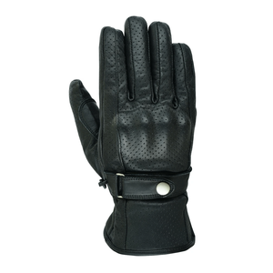 Biker Summer Black Perforated Motorbike Armoured Vented Leather Gloves Motorcycle Auto Racing Wear Leather Gloves For Men - Product Image 4