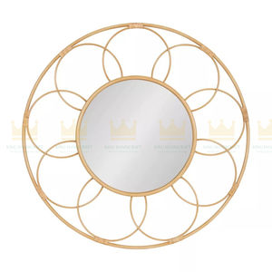 Espejo de pared de ratán redondo de transición espejo de pared decorativo montado en la pared para decoración del hogar - Product Image 1