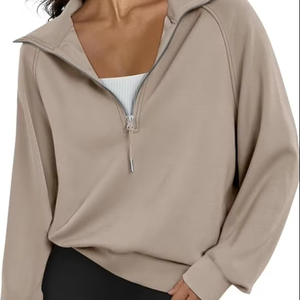 Sweat-shirts à demi-zip unisexes en coton polyester vintage de style streetwear avec logo personnalisé pour femmes, fabricant de vêtements - Product Image 5