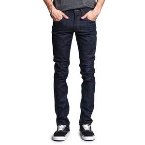 Jean droit slim pour homme, respirant, séchage rapide, léger, taille mi-haute, 100% coton, été/hiver, bouton, extensible, denim brut - Product Image 2