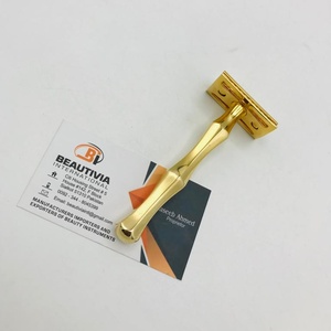 มีดโกนสแตนเลสสำหรับผู้ชายแบบเปียกมีดโกนสองขอบปลอดภัยทนทานเคลือบทอง - Product Image 2