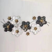 Décoration murale moderne de luxe en métal avec cadre en fer, motif feuille et fleur, pour salon et décoration intérieure