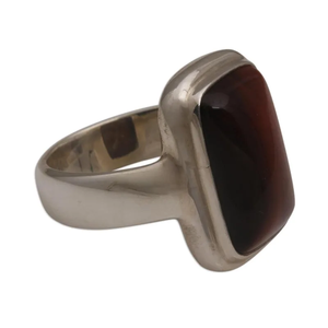 Vente en gros Argent Sterling 925 Minimaliste Oeil de Tigre Bague à Pierre Unique Couronne Rectangulaire Bague de Déclaration Terre Pierre Précieuse Mode - Product Image 3