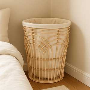 Durable Natural <b>Rattan</b> Round Storage <b>Baskets</b> with Handles Multi-Purpose for Shoes <b>Laundry</b> and Home Decor Handwoven - Product Image 3