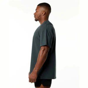 Camiseta Premium Extra Grande Gris de Cuello Redondo, 100% Algodón, Tejido Sólido, Ecológica, Manga Corta, para Gimnasio, Uso Diario, Verano - Product Image 2