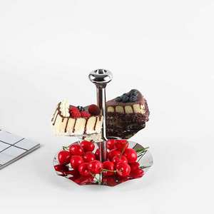 Plateau de service à 2 niveaux en métal pour fruits, desserts, collations, table à manger, décoration intérieure, cadeau, hôtel, restaurant, ensemble de présentation, qualité supérieure - Product Image 1