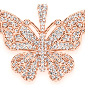 Colgante de mariposa de oro rosa de alta calidad, diamantes naturales, diseño personalizado, joyería helada para mujer, colgantes de busto de Hip Hop - Product Image 1