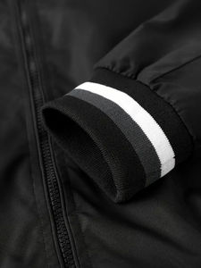 Chaqueta universitaria Letterman de lana de secado rápido para hombre personalizada de lona negra a prueba de agua de Boomletcorp - Product Image 5