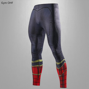 Collants de compression en coton pour hommes, leggings imprimés pour la musculation et la course, avec fermeture à la taille élastique - Product Image 6