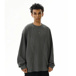 Wholesale Promotional Heavy Weight Blank Custom Pullover 95% Cotton 320G <b>Sweater</b> <b>Fleece</b> Crewneck Men Sweatshirt - Product Image 4