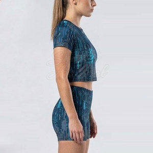 Conjunto Deportivo Casual para Mujer, Top Corto y Pantalones Cortos por Encima de la Rodilla, Tela Suave, Transpirable y Lavada, para Ejercicio, Entrenamiento y Uso al Aire Libre - Product Image 6