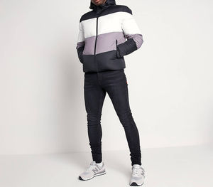 Custom Plus Size Winter Canvas Cotton-<b>Padded</b> <b>Hooded</b> Long Sleeve Full-Zip Front Logo Men's Puffer <b>Jacket</b> - Product Image 5