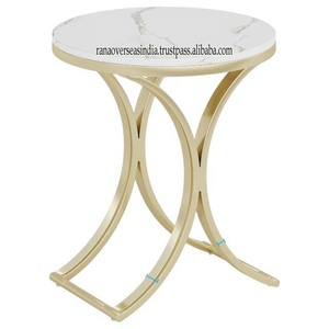 Mesa de centro de lujo moderna con tapa de mármol y base de metal Mesa auxiliar de sofá redonda Juego de 2 usos para oficina en casa a precio al por mayor - Product Image 5