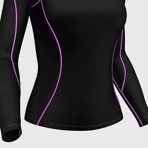 Camiseta de Compresión para Mujer, Sin Costuras, Manga Larga, Absorbe la Humedad, Transpirable, Elástica, de Alta Calidad, Spandex/Poliéster, Personalizable - Product Image 4