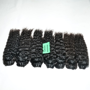 Vente en gros 100% double trame naturelle douce bouclée faisceaux lâche vague profonde vierge temple extensions de cheveux humains Inde fabricant - Product Image 4