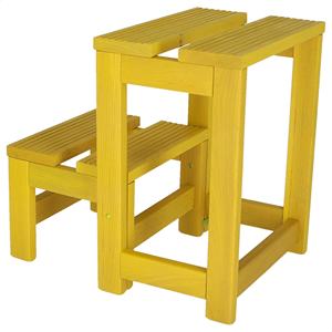 WELL HOME Taburete de madera de 2 escalones 32x23x40 cm acabado amarillo - Product Image 5