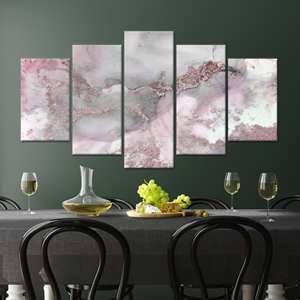 Obra de arte impresa en lienzo - Decoración moderna abstracta de mármol rosa, lienzo envuelto 5Pmix - Product Image 1
