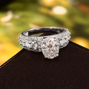 Oval Pave Setting <b>Ring</b> 9 X 7 MM Moissanite Sterling Silver <b>Ring</b> Beautiful <b>Ring</b> Wedding Gift & Making for Diamond Jewelry - Product Image 3