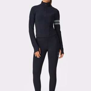 Veste de course à demi-zip pour femme, printemps, extensible dans les quatre sens, spandex/ respirant, coupe ajustée, vêtements de sport de yoga, grande taille - Product Image 6