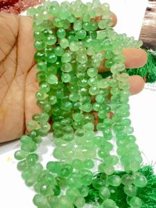 บริโอเลตต์เหลี่ยมเพชรพลอยธรรมชาติลูกปัดสีฟ้าขนาด8-7มม. ควอตซ์สีเขียวพลอยหลวม - Product Image 6