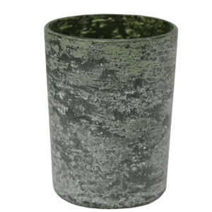 Verre décoratif rond votif gris avec bougie couleur argent votive pour salon et décoration de table faite à la main - Product Image 4