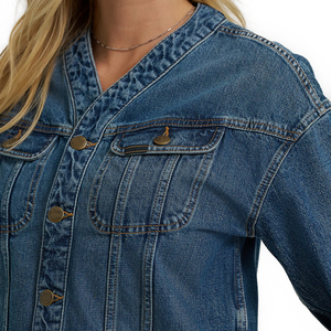 Women's Quilted Knitted 100% Cotton Denim <b>Cardigan</b> Jacket Reversible Breathable Eco-Friendly Woven Spring/Autumn Solid Pattern - Product Image 6