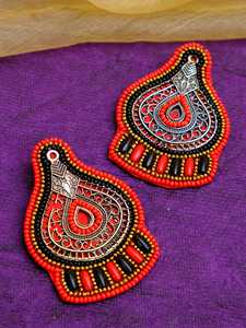 ต่างหูเม็ดเดี่ยวลูกปัดสีฟ้าเครื่องประดับแฟชั่นทำด้วยมือรูปเรขาคณิตชุบเงินโดยตรงจากผู้ผลิตอินเดีย - Product Image 5