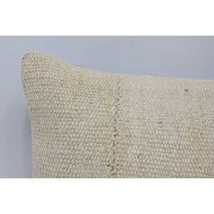 Vintage Floral Square Pillow 16x36 Inch Woven <b>Wool</b> and Linen Soft and Rustic Charm for Living Room Floor Off-<b>White</b> - Product Image 2