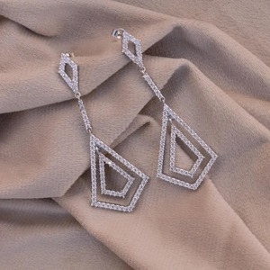 ต่างหูเพชรโมอิสแบบห้อยสำหรับผู้หญิงต่างหูยาว925เงินสเตอร์ลิงต่างหูหินกลมสีขาว - Product Image 3