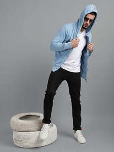 Sudadera con capucha de algodón 100% de secado rápido para hombre, corte ajustado, con cremallera completa, logotipo personalizado, OEM, estilo urbano, invierno, venta al por mayor - Product Image 5