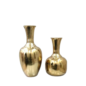 Vase à fleurs de table de mariage en laiton massif de forme ronde finition dorée jardinière à la main pour centres de table décoration de la maison - Product Image 1