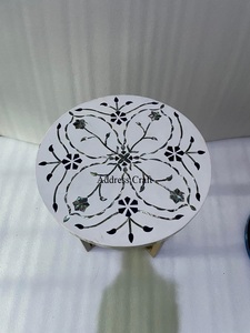 Table basse ronde en nacre incrustée de perles, meubles de Style Unique, serpillière décorative multicolore, Table d'appoint moderne - Product Image 6