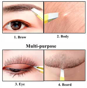 ANAAIF Premium 1,2mm pinzas de punto de cejas de acero inoxidable logotipo privado personalizado colores negro amarillo para depilación de cejas - Product Image 4