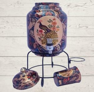 Polished Printed Copper <b>Water</b> Tank With Glass Stylish <b>Home</b> and Office <b>Water</b> Container Budget-Friendly Printed Copper <b>Dispenser</b> - Product Image 2