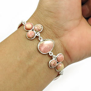 Pierre précieuse de rhodochrosite naturelle en argent sterling 925 Bracelets classiques fabriqués à la main Style bohème Bijoux fins Meilleur cadeau pour elle - Product Image 2