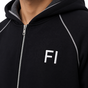 Sudadera con capucha para hombre, con cremallera, de algodón y forro polar, estilo casual urbano, corte regular, con bolsillo frontal, proveedor ODM OEM al por mayor - Product Image 5