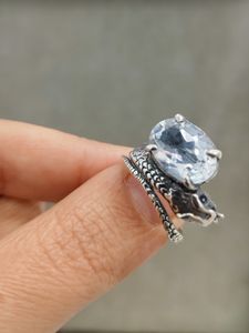 Anillo de Serpiente de Plata de Ley 925 Hecho a Mano de Alta Calidad con Circonita Sintética para Fiestas y Regalos Hecho en Estambul - Product Image 3