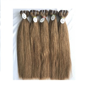 Extensiones de cabello humano virgen, producto de alta calidad, Color #8, suave, sedoso, liso, al por mayor, Remy, cutícula alineada - Product Image 1