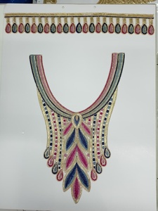 Majestic <b>Net</b> <b>Fabric</b> Indian Wear Gown Saree Kurti Blouse Tailoring Elegant Sequin Embroidery Patches with Neck Collar Handcrafted - Product Image 3