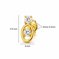 Pendientes de Oro Sólido de 14k con Circonita Redonda Doble y Diseño Ovalado Abierto para Mujer, Joyería Fina, Venta al por Mayor OEM ODM