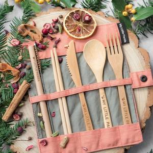 Juego de cubiertos artesanales y de bambú natural con logotipo grabado con láser para viajar, salir hecho en Eco2go Vietnam - Product Image 5