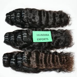 Extensiones de cabello humano de templo indio sin procesar Remy de trama doble, máquina barata, cutícula alineada, tejido ondulado, onda profunda suelta - Product Image 6
