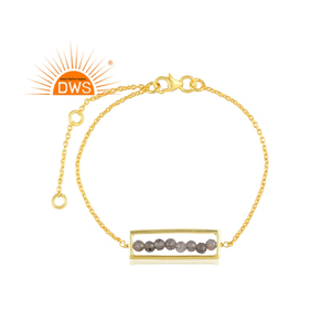 Best Selling <b>Sterling</b> <b>Silver</b> 18K Gold Plated Natural Labradorite <b>Beaded</b> Gemstone <b>Bracelet</b> Demi Fine Jewelry Manufacturer - Product Image 1