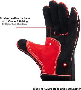 Guantes de soldadura de 16 pulgadas, guantes de seguridad de cuero de vaca dividido en grano, costura de hilo, resistentes al calor, guantes de soldadores de primera calidad - Product Image 4