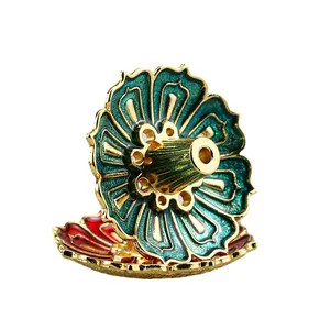 Ensemble de 4 brûleurs d'encens en laiton colorés - Décoration religieuse pour la maison/le bureau, encens indien, forme personnalisable - Product Image 4