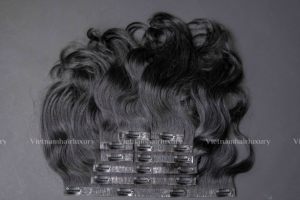 ผมต่อเวียดนามแบบ Double Drawn  ถักด้วยเครื่องจักร  แบบ Double Weft  เนื้อผมหยักศก  ปลายผมย้อมสี  ความยาวมาก - Product Image 2